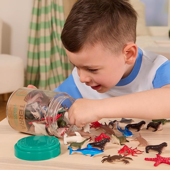Terra by Battat – 60 Pieces Ocean Animal Figurines – Realistic Mini Sea Animal Toys – Sharks, Dolphins, Penguins, Turtles, Crabs & Starfish for Toddlers & 3+ Years