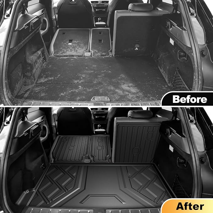 Floor Mats & Cargo Liner & Backrest Mat Fit for BMW X2 2018-2023, All Weather Car Accessories Back Seat Cover Protector