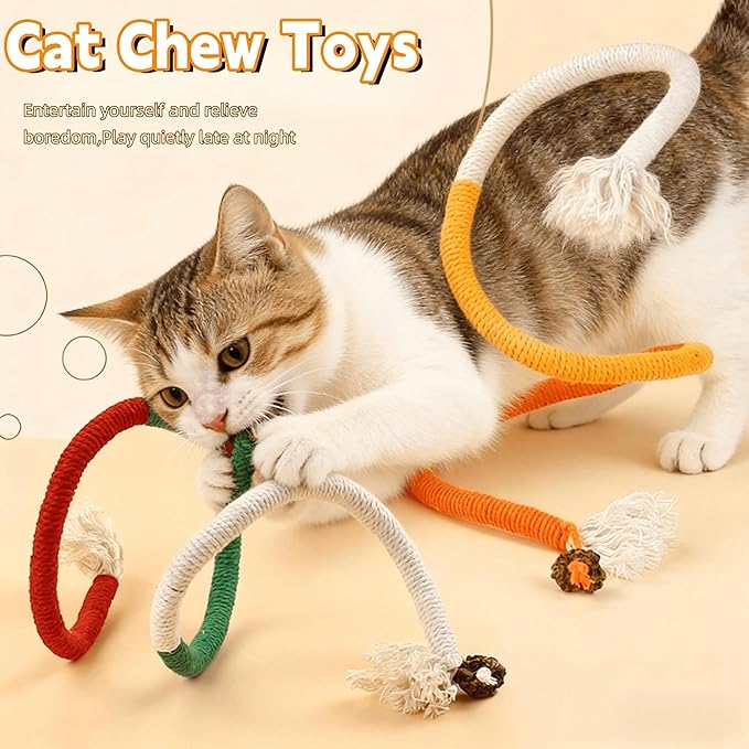 7PCS-Cat Chew Toy, Cat Toys for Indoor Cats with Silvervine Sticks, Safe Teeth Cleaning Chew Toys (Model 2)