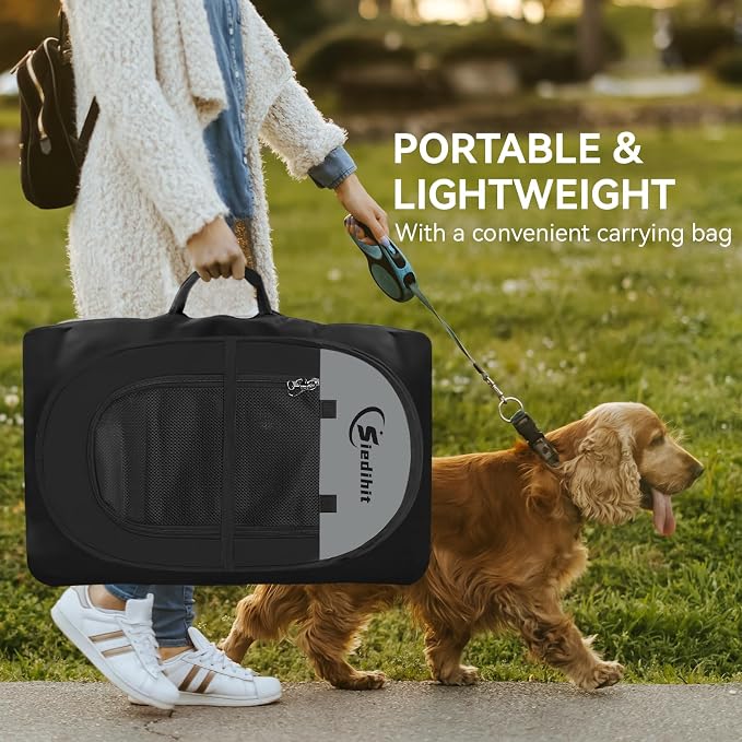 Siedihit Dog Cat Playpen, Puppy Pet Playpen Indoor for Dog Crate Tent | Cage Outdoor, Portable Pop Up Dogs Enclosure Kennel with Carrying Case for Dogs/Cats/Rabbits (Dark Grey, Medium)