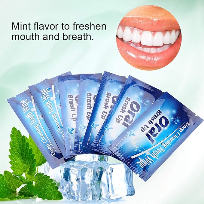 Tbest Finger Brush Teeth Wipes, Deep Cleaning Theet Wipes 50Pcs Wipes Clean Teeth Wipe Cloth Tooth Cleansing Tool for Oral Deep