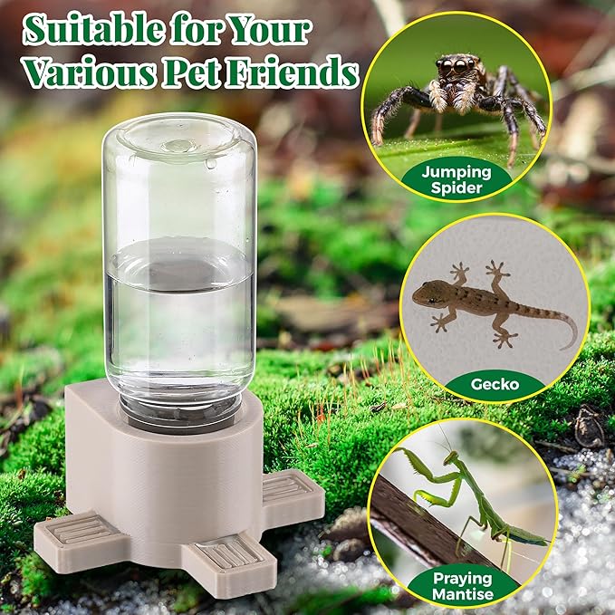 2 Pcs 10ML Jumping Spider Water Dispenser with Magnets, Jumping Spider Accessories for Tarantulas Enclosure/Habitat, Magnetic Water Feeder for Small Animals, Geckos(Wooden Color)