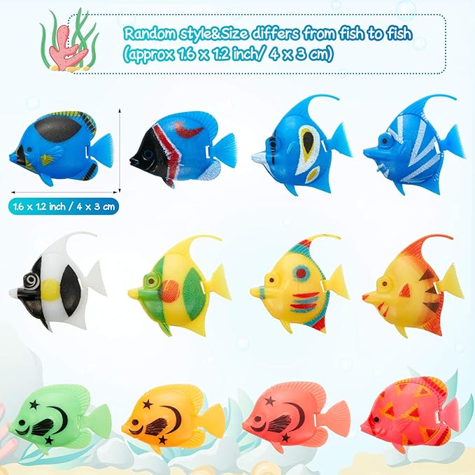 Weewooday 20 Pcs Artificial Moving Fishes Plastic Floating Lifelike Fish Tank Ornament Aquarium Decorations(Random Fish)