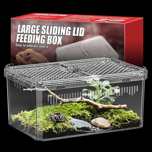 【No Assembly】 Breathable and Secure Reptile Tank with high Transparency - Ideal Container House for Hermit Crab, Tarantula Enclosure, Turtle Tank or Jumping Spider Habitat (M)