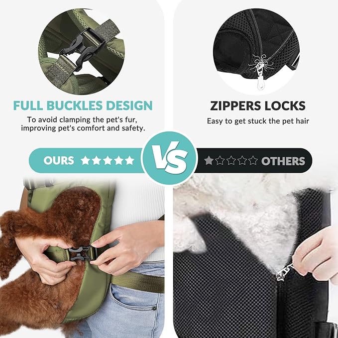 Lukovee Dog Backpack Carrier, Adjustable Front Carrier for Small Breeds | Legs Out Easy-fit, Hands Free, Lightweight, Dog Chest Pack for Hiking Travel Cycling Outdoor (GR,M)