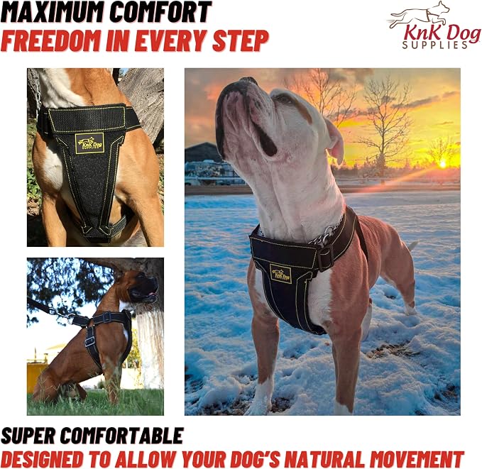 KNK Heavy Duty Tactical Dog Harness for Pitbull, Large & XL Breeds | Adjustable Padded Dog Harness for Large Dogs and Bullies with Reinforced Chest Support for Training, Walking, Strong Pullers
