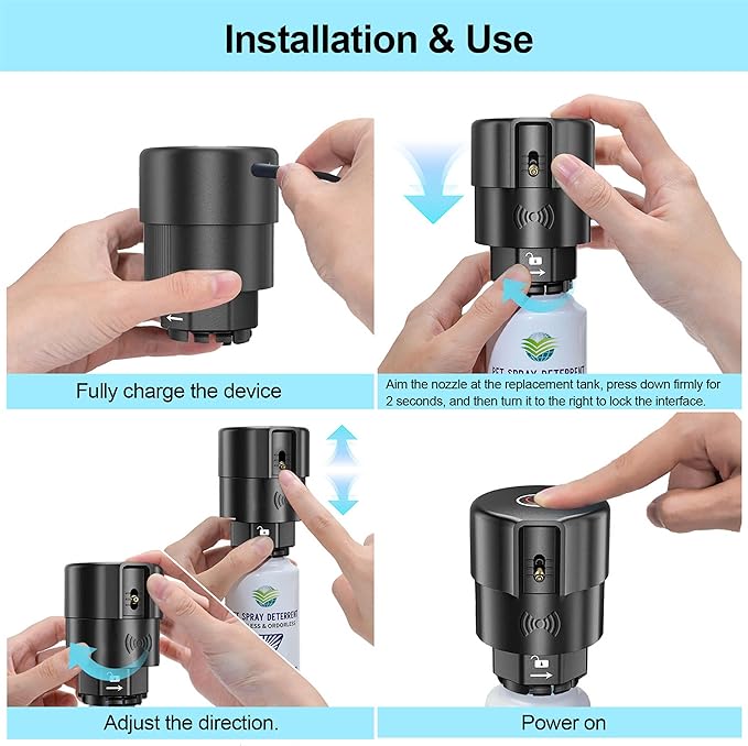Cat Spray Deterrent System, Pet Deterrent Device Refill, CATSSS Refill [ 15.56Oz & 4 Pack ] Safe for Cats & Dogs Motion Activated Pet Deterrent Spray System-Only Applicable to The First Generation