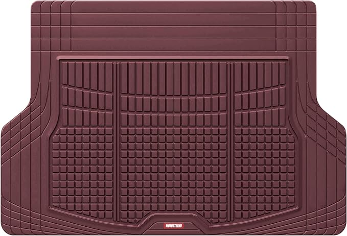 Motor Trend FlexTough Rear Cargo Mat – Heavy-Duty Trimmable Car Trunk Mat for Back of SUV, Universal Rear Cargo Liner for SUV, Flexible Trunk Liner, Automotive Floor Mats & Cargo Liners (Burgundy)