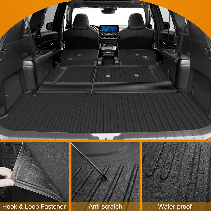 AOMSAZTO Cargo Mat Compatible with 2024 2025 2026 Toyota Grand Highlander: Cargo Liner with Backrest Mat 2-in-1 - All Weather TPE Trunk Mat for Grand Highlander Accessories (Not Fit Highlander)