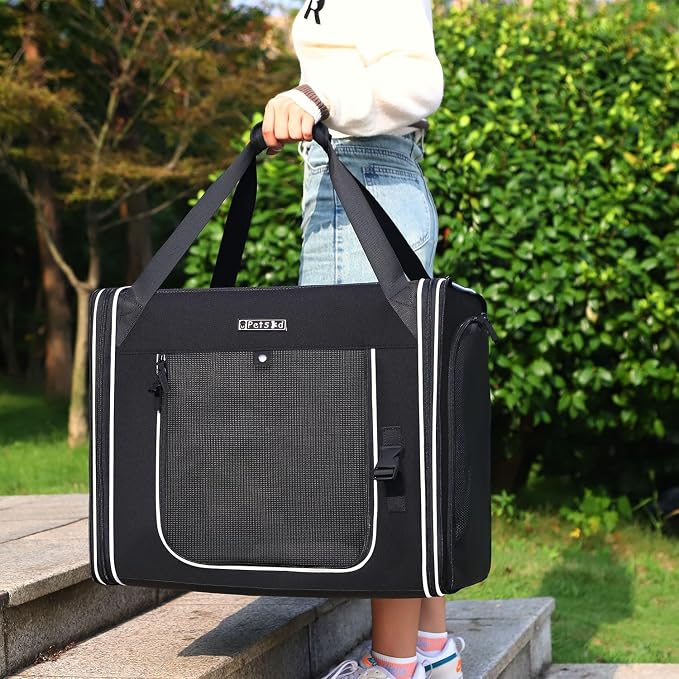 Portable Double Cat Carrier with Litter Box for Multiple Cats | 36"Lx17"Wx17"H, 2in1 Car Travel Carriers, Dual Large Cat Carrier, Lockable Safety Zippers, for Long Distance Travel