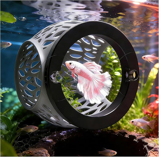 Floating Betta Hideout Cave & Shrimp Cave | Aquarium Floating Betta Skin | Shrimp Feeder | Multi-Function Resting Hideout Hammock & Small Fish Feeding Ring | Aquarium Decor Accessory(Grey)