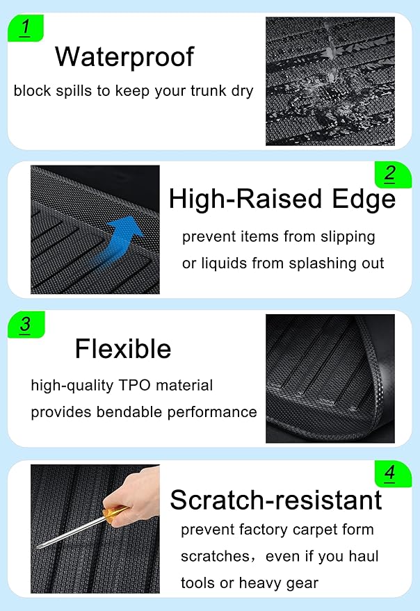 RAV4 Cargo Mat - All-Weather Trunk Tray Floor Mat Compatible with 2006-2012 Toyota RAV4，3D Custom-Fit Waterproof Non-Slip Durable Odorless Raised-Edge TPO Accessories