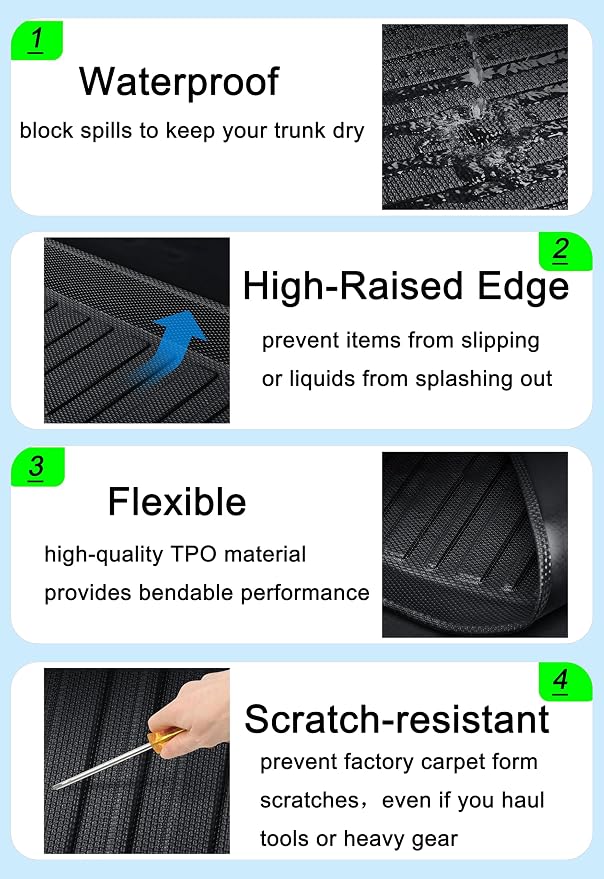 Escape Cargo Liners - Compatible with 2020-2025 2026 Ford Escape（Not for Hybrid）, All Weather Rear Trunk Tray Cargo Mats Protector 3D Waterproof Durable Odorless Anti-Slip Accessories