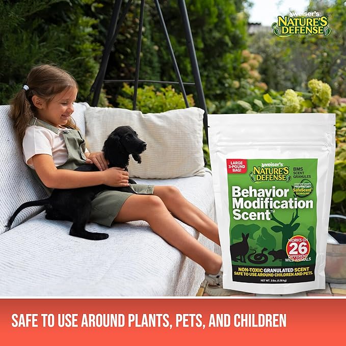 Nature's Defense Organic Animal Repellent Granules | 7 Certified Organic Ingredients | 94.1% Effective | Repels Deer, Mice, Cats, Rabbits & 20+ More | Safe for Kids & Pets | 44 oz