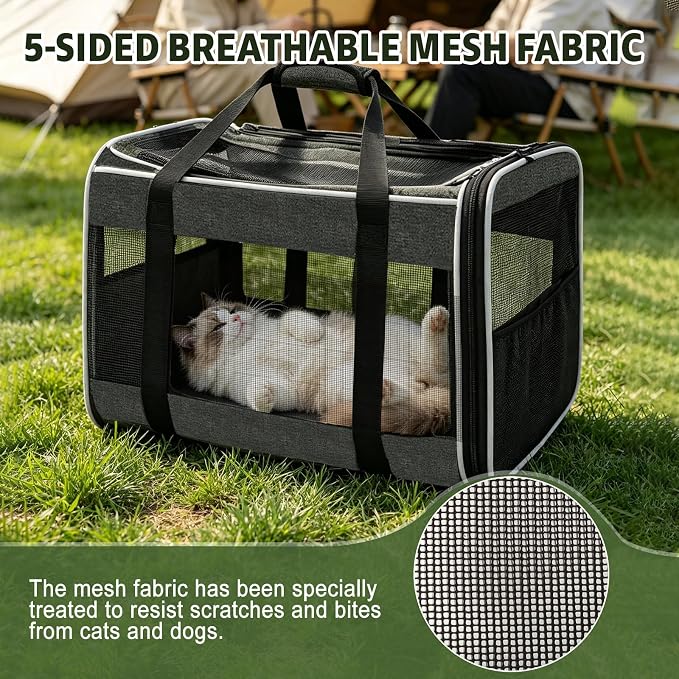 Cat Carriers Dog Pet Carrier for Small Cats Puppies(Up to 33lbs), 16.5x11x11 Inch Airline Approved Pet Carrier with Removable Wheels, Collapsible Travel Carrier with Shoulder Strap