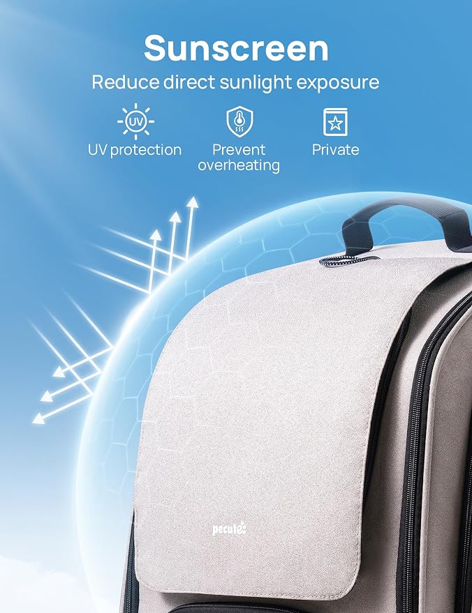 Pecute Cat Backpack Carrier,Large Space Cat Bubble Backpack,Ergonomic,Khaki | Sunshade Curtain,Transparent Window,Safety Rope,Sturdy,Large Mesh on Both Sides for Breathability,Suitable for Outdoor,Vet