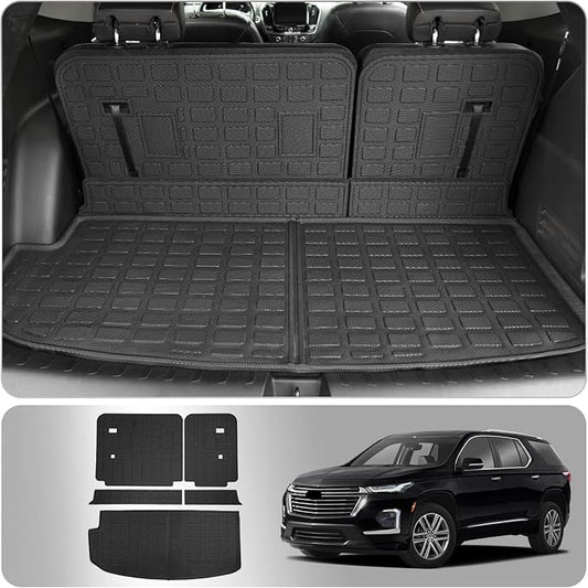 Cargo Mat Compatible with 2018-2023 (Fit 2024 Traverse Limited) Chevrolet Traverse Cargo Liner Trunk Liner Back Seat Cover Protector 2023 Chevy Traverse Accessories (Trunk Mat+Backrest Mats)