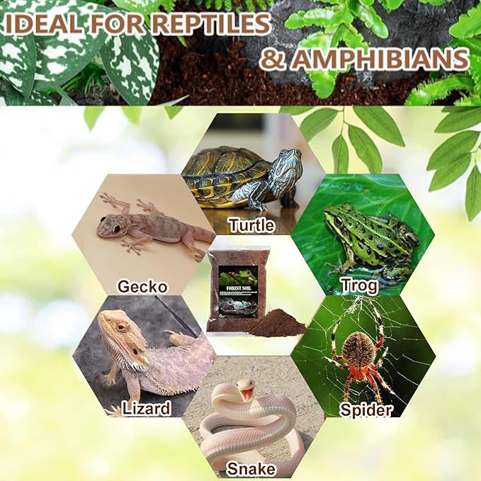 BNOSDM 2PCS Reptile Soil Substrate,Fluffy Small-Strand Reptile Substrate,Natural Terrarium Bioactive Soil Bedding for Snakes, Lizards, Tortoises Tarantulas,Lizards