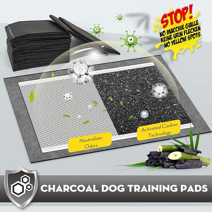 CROCI Charcoal Pee Pads for Dogs Odor Control Leak Proof XXL 28x44in 25Ct | Super Absorbent Puppy Pads with Adhesive Tabs, Heavy Duty, Dog Potty Training, Quick-Dry Surface, Disposable