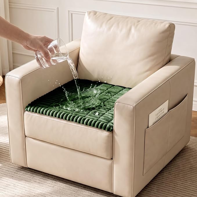 FUANGUI Waterproof Armrest Couch Cover for Dogs,27.6" x 27.12", Dark Green | Non-Slip Backrest Cover Recliner Chair Protector, Fuzz Soft Armchair Armrest Cover Washable Couch Covers Sofa Pet Friendly