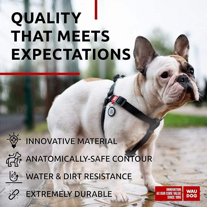 WAUDOG Waterproof Dog Harness and Leash 6 Ft Set - Adjustable, Heavy Duty with Durable Metal Clasp and QR Dog Tag