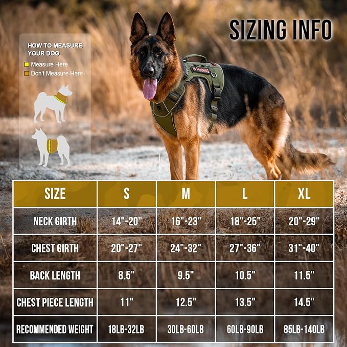 OneTigris No Pull Tactical Dog Harness for Medium Large Dogs | Reflective K9 Working Easy Control Vest – Adjustable Dog Harness with Hook & Loop Panels for Walking, Hiking & Training