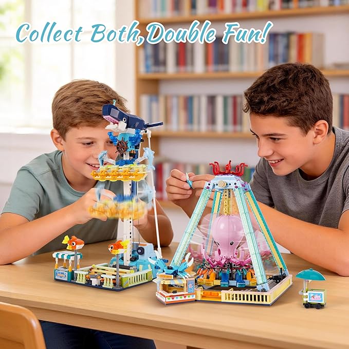 Building Blocks Set,Octopus Swing Amusement Park Building Blocks Toy,Blocks Toy Model Gift for Kids and Adults(1189PCS)