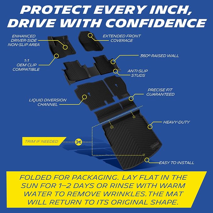 Michelin Vehicle Mats, Premier Series All-Weather TPE Custom Fit Liner for Honda CR-V Gasoline & Hybrid & e:FCEV 2023-2026 Floor Mats (7 Piece)
