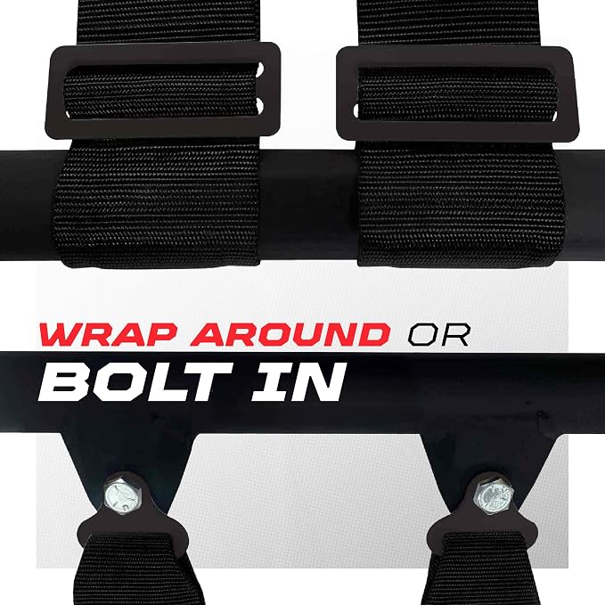 1pc 50 Cal Black 4 Point Harness 2in Straps, Racing Harness Seat Belt | Ultra Kush padding, Push Button quick release hardware. Universal Fit for UTV, RZR, race car.