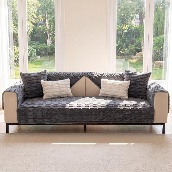 FUANGUI Waterproof Couch Cover for Dogs, Washable Pet Couch Covers for Sofa | Soft Cat Dog Bed Cover Non-Slip Couch Covers for 3 or Small 4 Seat Cushion Couch Sofa Pet Friendly