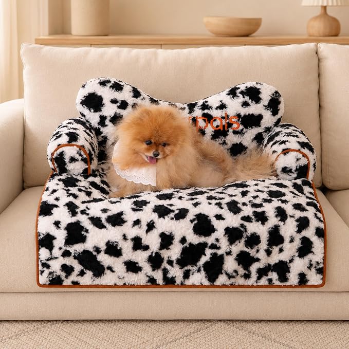 CHEERPALS Dog Bed Couch Cover Sofa Protector for Dogs, Pet Mat Calming | Removable Washable Cover, Fluffy Soft Cushion, Non Slip, Large Dog Bed for Sectional Sofa & Loveseat (Black&White, Large)