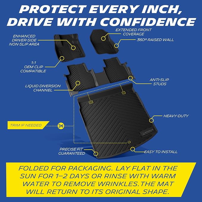 Michelin Vehicle Mats, Premier Series All-Weather TPE Custom Fit Liner for Honda CR-V Gasoline & Hybrid & e:FCEV 2023-2026 Floor Mats (4 Piece)