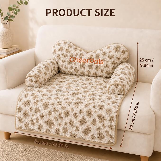 CHEERPALS Dog Bed Couch Cover Sofa Protector for Dogs, Pet Mat Calming | Removable Washable Cover, Fluffy Soft Cushion, Non Slip, Large Dog Bed for Sectional Sofa & Loveseat(Light Gray, Medium)