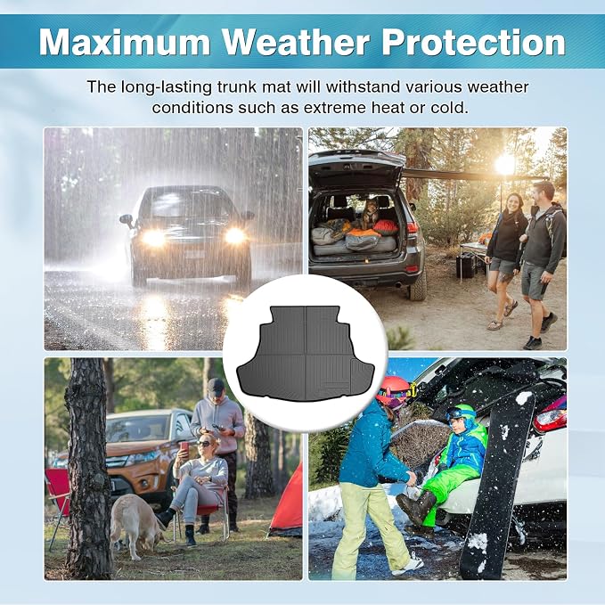 Mixsuper Custom Fit Cargo Liner for 2018-2023 2024 2025 Toyota Camry & Avalon 2019-2022 All Weather Trunk Mat TPO Durable Odorless 3D Rear Trunk Liner Cargo Mat Black