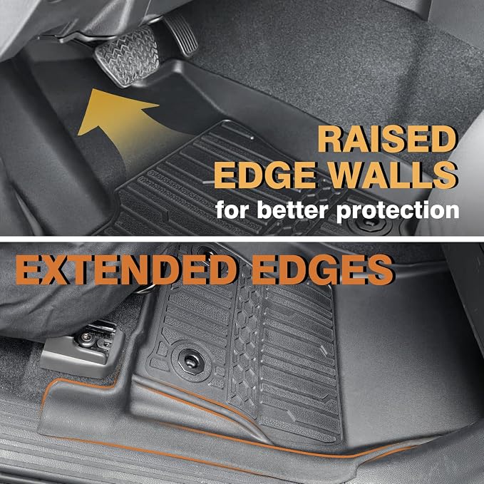 TripleAliners for Tacoma 2024 2025 2026 | Floor Mats First Row ONLY | for Double Cab & Access Cab All Weather Liners Compatible with 2024+ Toyota Tacoma Accessories (Fit Auto Trans), 2PC