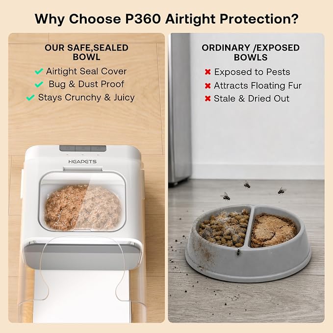 RFID Automatic Cat Feeder with Collar Sensor, Anti-Stealing Food Dispenser with Sealed Lid for Wet Dry Food and Different Diet for Multi-Pet Home, Auto Pet Feeder for Cats & Small Dogs, White