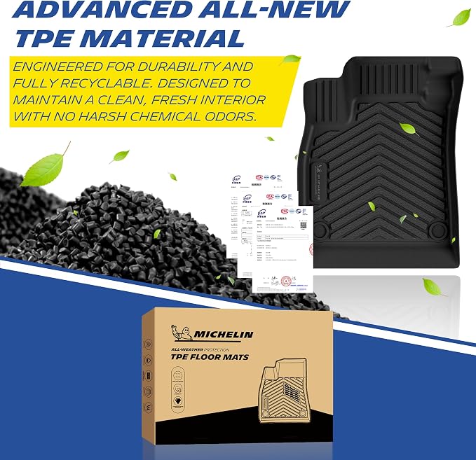 Michelin Vehicle Mats, Premier Series All-Weather TPE Custom Fit Liner for Honda Accord Gasoline & Hybrid 2023-2027 Floor Mats B(3 Piece)