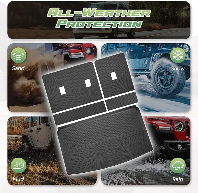 Cartist Trunk Mat & Backrest Mat for Ford Expedition Max/Lincoln Navigator L 2018-2024, All Weather Rear Seat Back Cover Cargo Mat for 18-24 Expedition Max/Navigator L Accessories (Only for Max & L)
