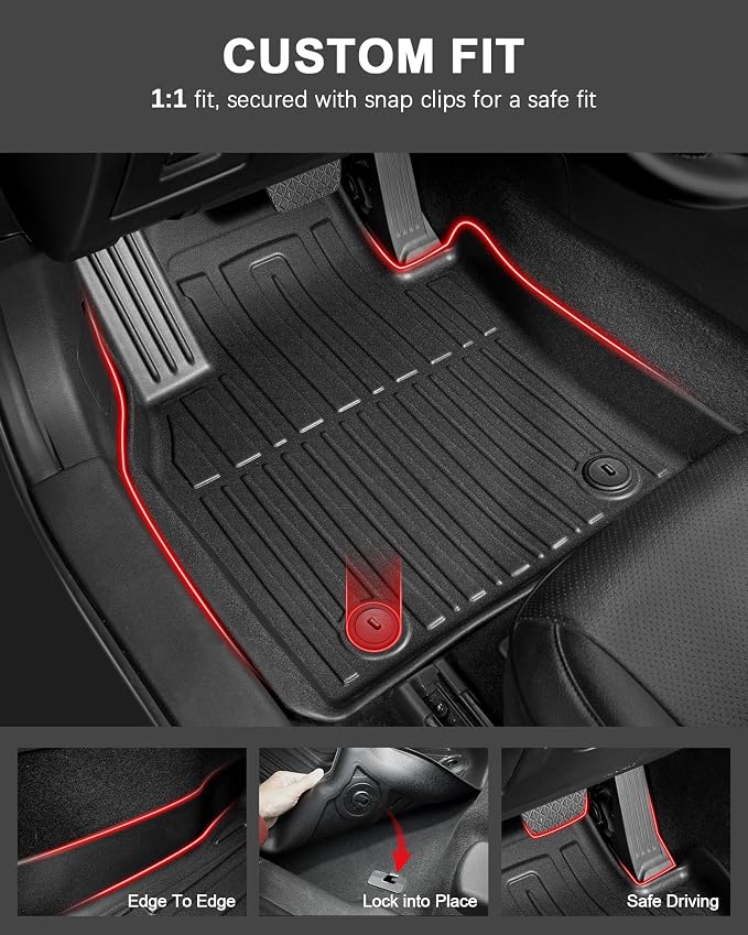 Floor Mats Fit for 2021-2026 Kia Sorento 6 Seats (No Hybrid)- All Weather Protection Floor Liners Cargo Mat Seat Back Mats & Car Seat Organizer Accessories Trunk Car Organizers Storage Box, Black