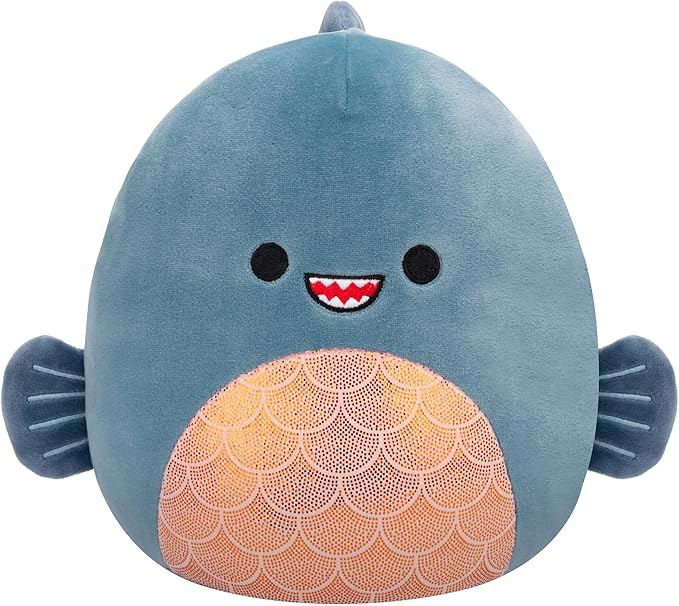 Squishmallows Original 8-Inch Kurtz Grey Teal Piranha - Official Jazwares Plush (Little)