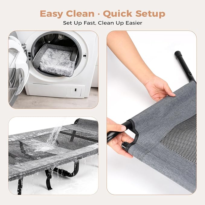 Lekereise Raised Dog Bed for Small Dogs, Waterproof Elevated Dog Cot, Outdoor Cooling Pet Bed