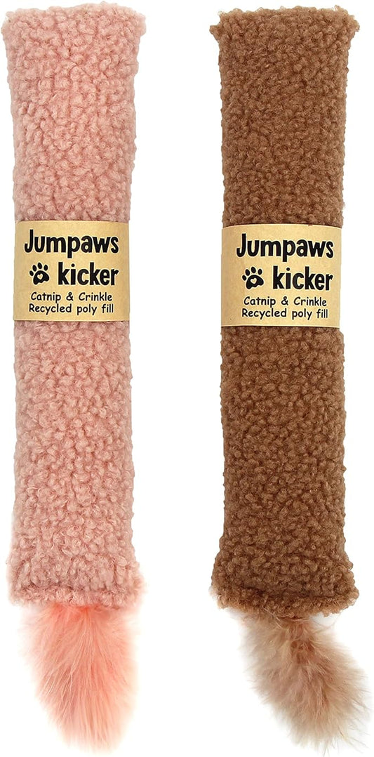 Lot de 2 Jouets pour Chat Interactifs en Cataire et Vigne d'Argent avec Queue, Jouet à Mâcher Résistant aux Morsures, Kicker Froissant, Accessoires pour Chat d'Intérieur, Matière Sherpa