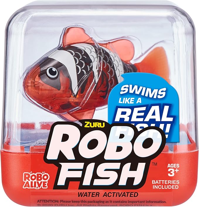 Robo Alive Robo Fish Robotic Swimming Fish (Blue + Red 2 Pack) by ZURU Water Activated, Changes Color, Comes with Batteries, Amazon Exclusive - Blue + Red (2 Pack)