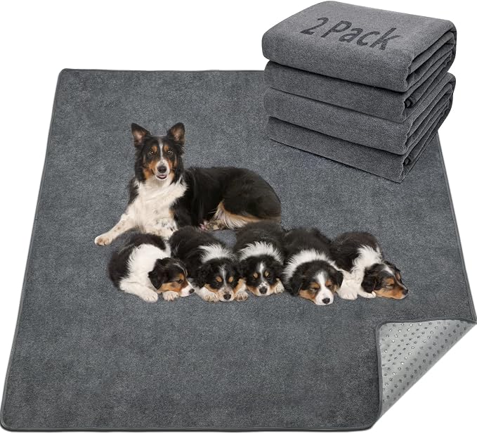 LOOBANI Washable Pee Pads for Dogs, 2 Pack Fast Absorbent Dog Mats,36"x41" | Leak-Proof and Non-Slip Reusable Puppy Pads, Machine Washable, Whelping Pads for Crate, Playpen, Incontinence, Housebreaking