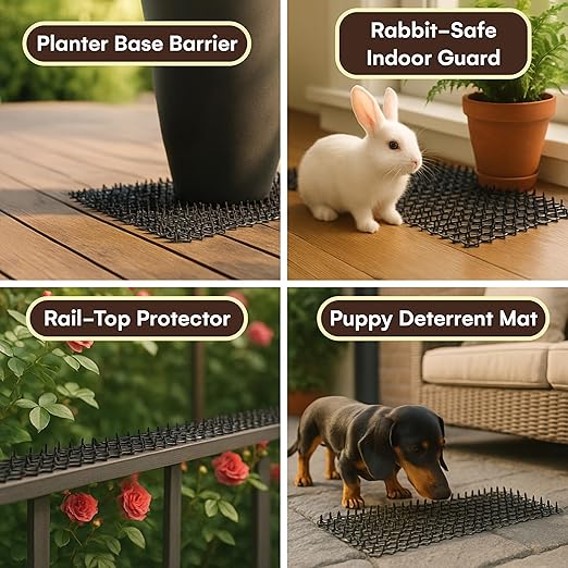 Homarden Cat Repellent Mat – Indoor/Outdoor Scat Mat to Keep Cats Away from Plants, Furniture & Garden – Black Mat with Spikes for Humane Deterrent – Pet-Safe, Flexible Design (Pack of 2)