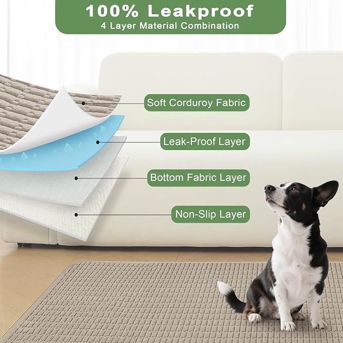 Washable Pee Pads for Dogs Puppy Pad, Brown 60”x82” 1 Pack | High Absorbent Dog Pee Pad Leak Proof Cat Rugs, Reusable Non Slip Pet Mat, Wee Wee Pads for Training, Crate and Floor