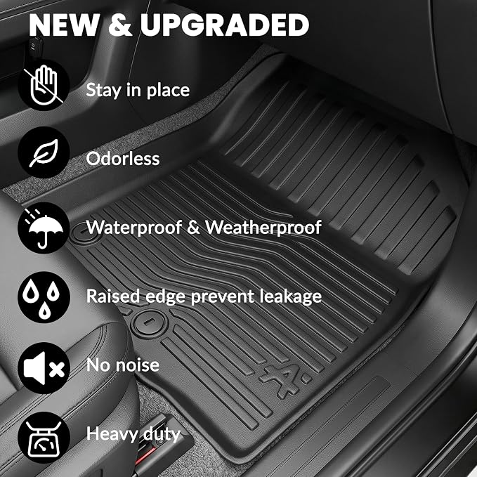 Auxko All Weather Floor Mats Cargo Mat with Backrest Mat for 2027 Kia Telluride Hybrid TPE Liners Accessories Guard Odorless Anti-Slip Floor Liners Trunk Tray with Back Seat Protectors