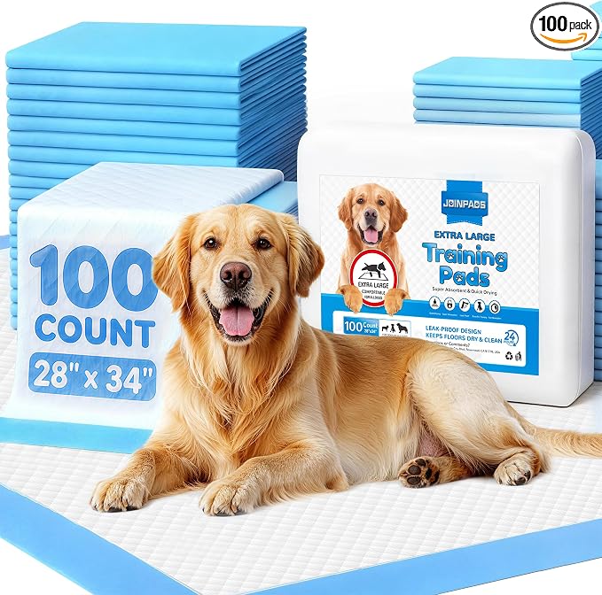 100 Count Puppy Pads 28"x34", Extra Large, Super Absorbent | Disposable Pee Pads for Dogs, Leak-Proof & Quick-Dry, Wee Wee Pads for Dogs, Potty Pads for Dogs, Dog Training Pads