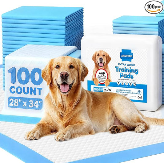 100 Count Puppy Pads 28"x34", Extra Large, Super Absorbent | Disposable Pee Pads for Dogs, Leak-Proof & Quick-Dry, Wee Wee Pads for Dogs, Potty Pads for Dogs, Dog Training Pads