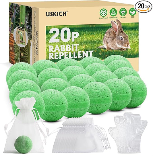 Rabbit Repellent Outdoor,20 Pack Natural Peppermint Oil Rabbit Repellent Pet Safe,Powerful Rabbit Deterrent,Rabbit Repellant for Garden,Deer Repellent for Outdoor Tree Yard, Safe for Lawn and Plant